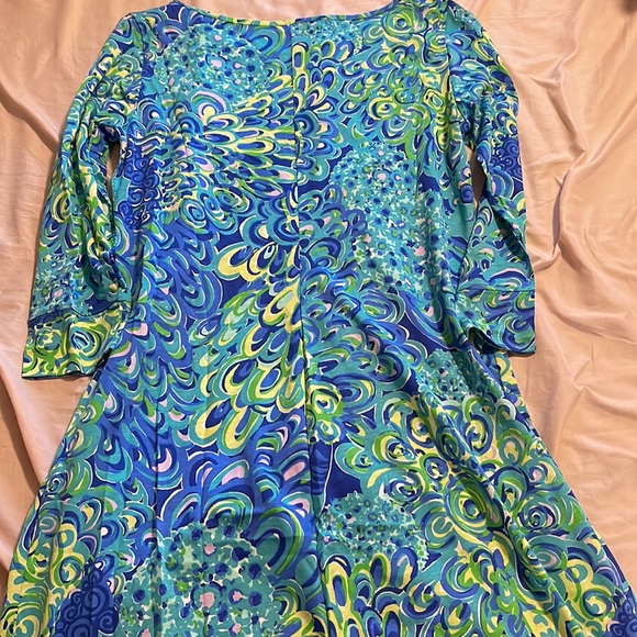Lilly Pulitzer Marlowe Pima cotton long sleeve boat neck dress medium blue - Picture 6 of 7